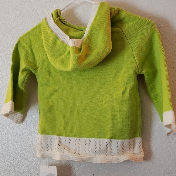 Pu Tian Lime Green/Cream Trimmed Hoodie Sweater Size 6 - Picture 2 of 9